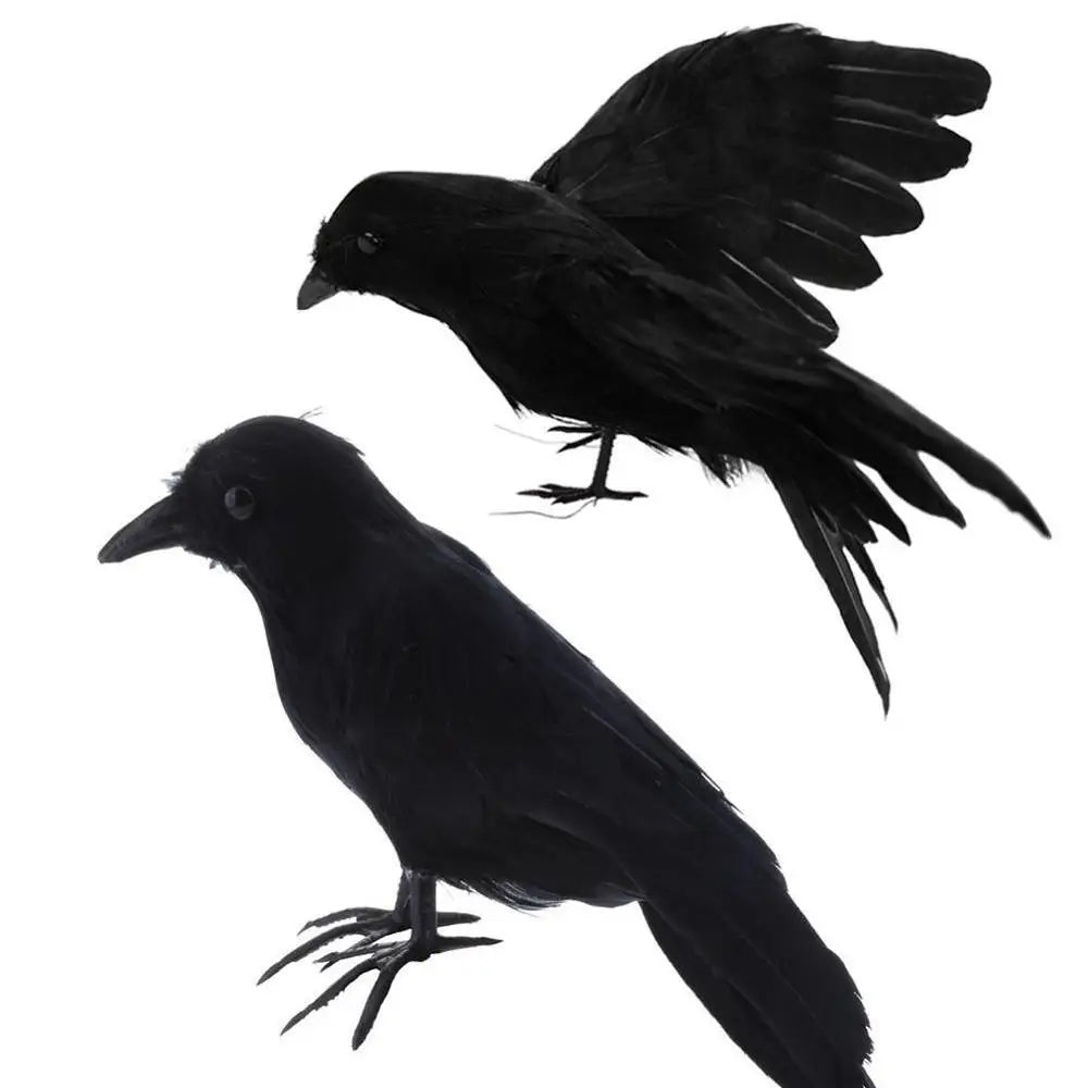 Spooky Black Crow Fake Bird