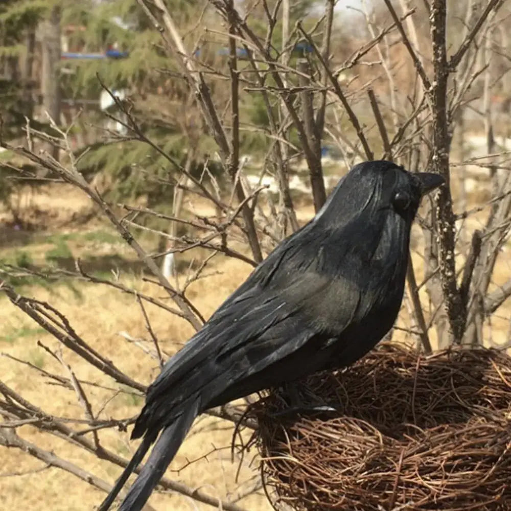 Spooky Black Crow Fake Bird