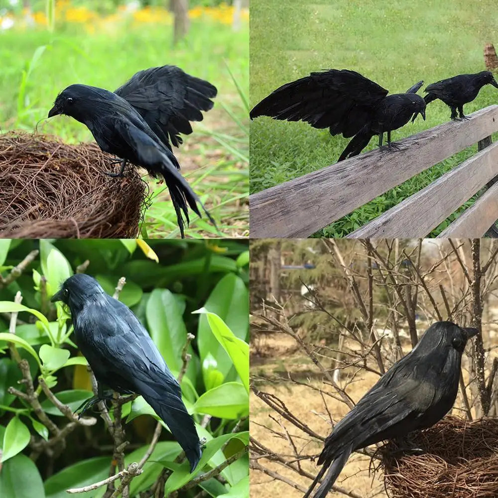 Spooky Black Crow Fake Bird