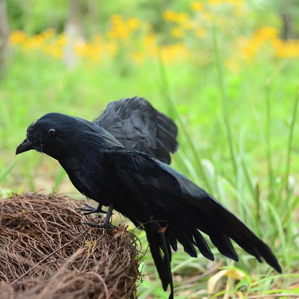 Spooky Black Crow Fake Bird