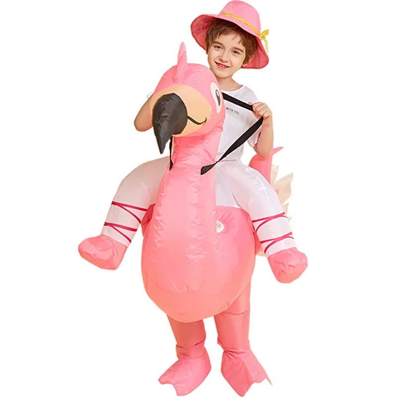 Kids Flamingo Riding Inflatable Costume