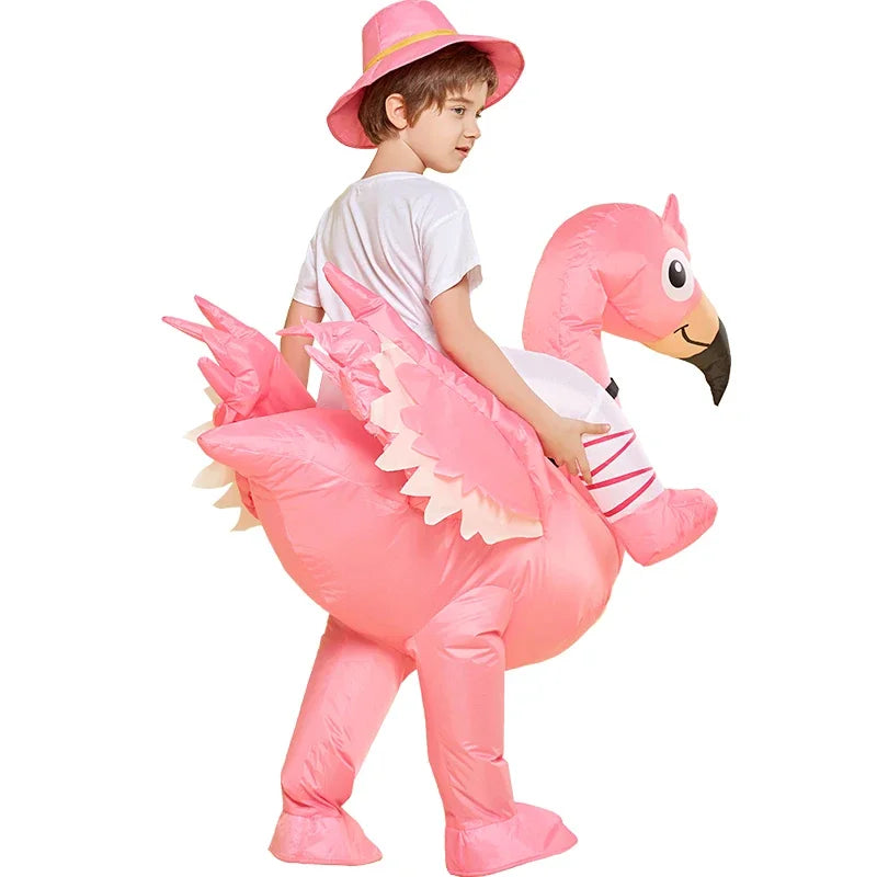 Kids Flamingo Riding Inflatable Costume