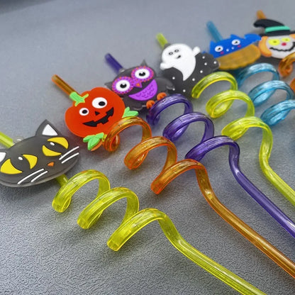 Halloween Reusable Plastic Straws- 8pcs