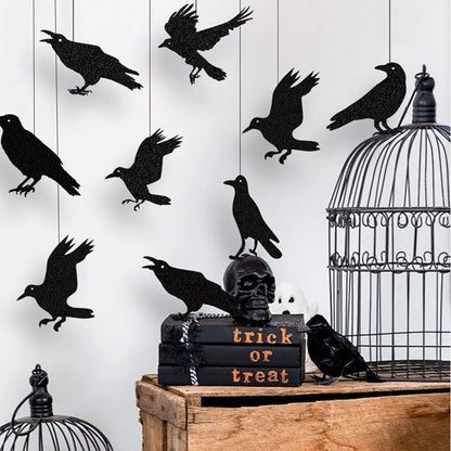 Halloween Black Crow Hanging Garland