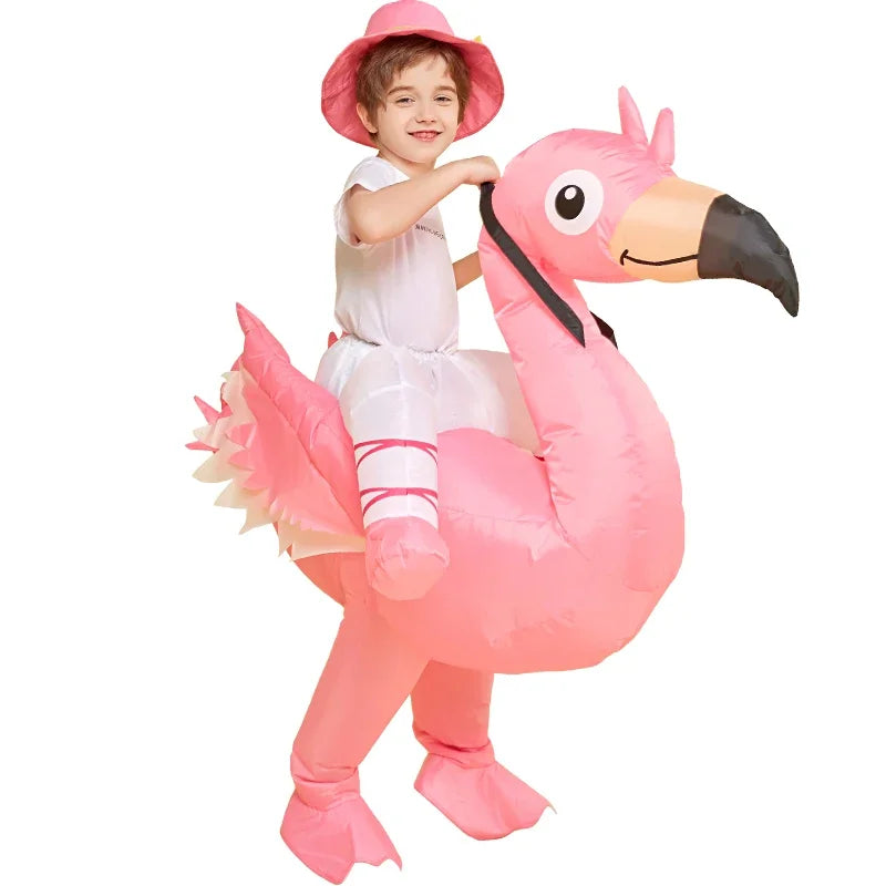 Kids Flamingo Riding Inflatable Costume