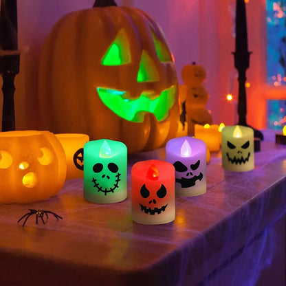 Halloween LED Pumpkin Ghost Candle- 6pcs