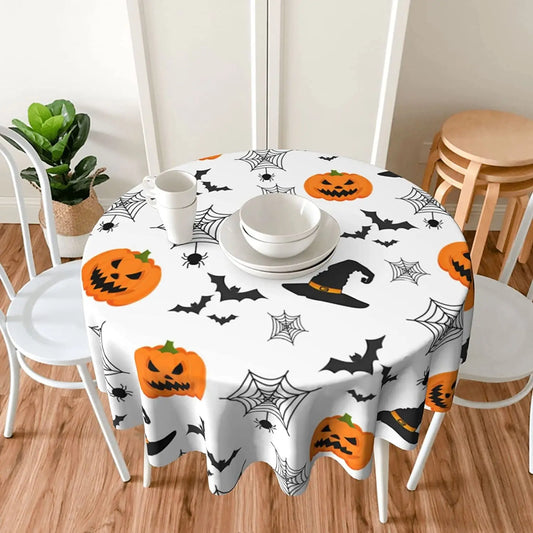 Pumpkin Spider Bats Round Tablecloth