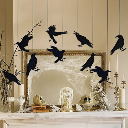 Halloween Black Crow Hanging Garland