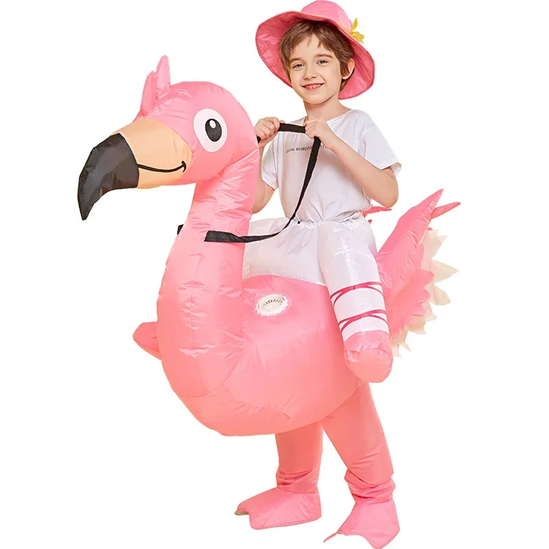 Kids Flamingo Riding Inflatable Costume