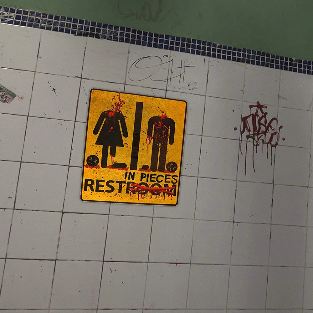 Spooky Bloody Bathroom Sticker Sign