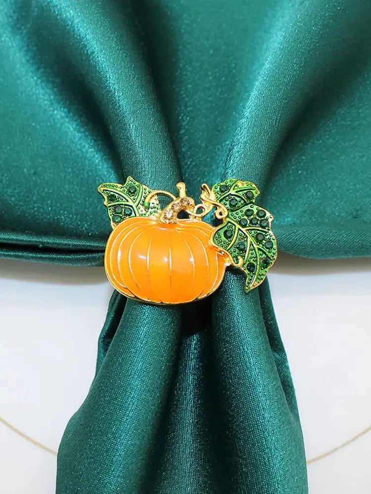 Rhinestone Pumpkin Napkin Ring- 6Pcs