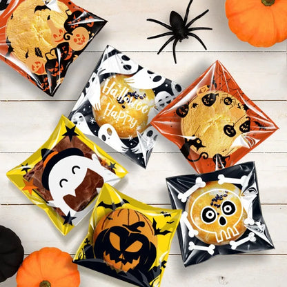 Halloween Plastic Cookies Bag Self Adhesive- 100pcs