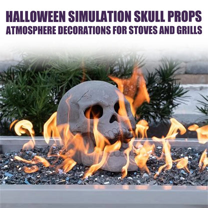 Fire Pit Burning Ceramic Skull