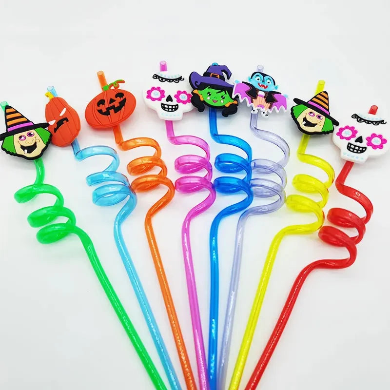 Halloween Reusable Plastic Straws- 8pcs