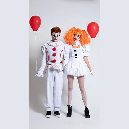 Couple White Clown Costume