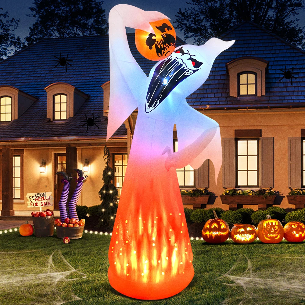 Spooky Ghost Inflatable with Fiery Lights- 10ft