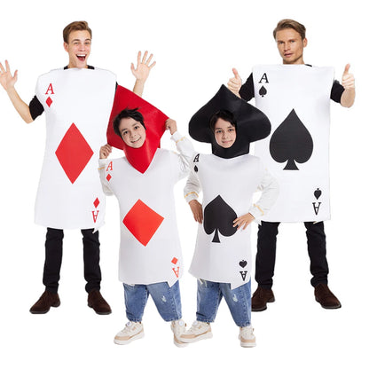 Umorden Unisex Child Kids Adult Ace Of Diamonds Spades Poker Playing Card Costume Funny Purim Halloween Party Fancy Dress Tunic