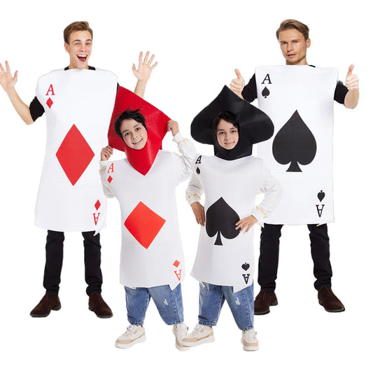 Umorden Unisex Child Kids Adult Ace Of Diamonds Spades Poker Playing Card Costume Funny Purim Halloween Party Fancy Dress Tunic