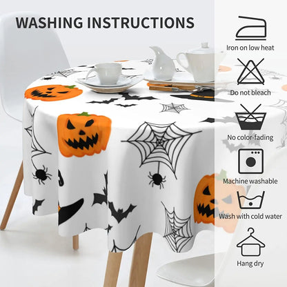 Pumpkin Spider Bats Round Tablecloth