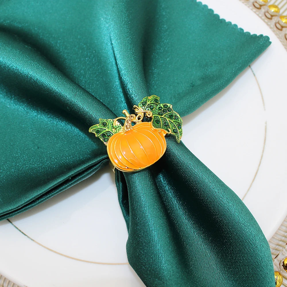 Rhinestone Pumpkin Napkin Ring- 6Pcs