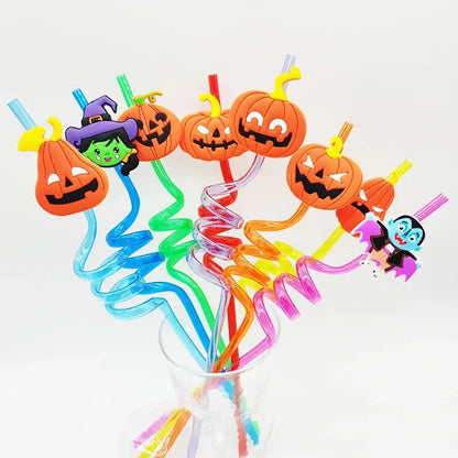 Halloween Reusable Plastic Straws- 8pcs