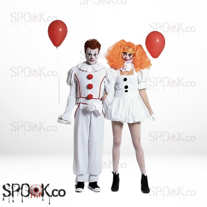 Couple White Clown Costume